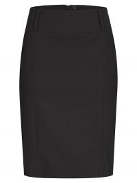 Knielanger Stiftrock in Schwarz für Damen mit Schlitz hinten, ideal für Büro, Empfang und Service-Berufe